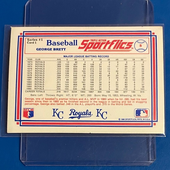 George Brett #1 1986 Sportflics Baseball Trading Card - Picture 2 of 2